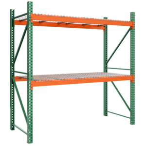 warehouse racking consisting of pallet rack beams, uprights and wire decks in Houston Texas