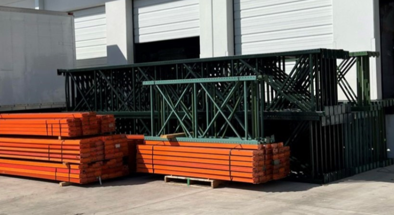 used pallet racking outside a warehouse